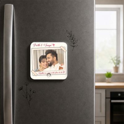 Husband Wife Personalized Musical Fridge Magnet Photo Frame for Couples | Custom Photo & Playable MP3 Audio Song Frame Rechargeable Speaker